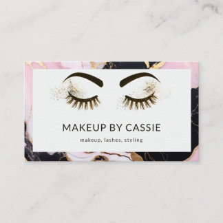 Carte De Visite Artiste de maquillage rose noir blanc Parties scin