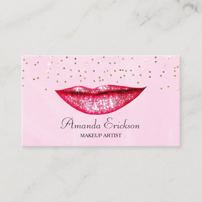 Carte De Visite Artiste de maquillage rose Or Faux Diamond Bling (Devant)