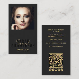 Carte De Visite Artiste de Maquillage Salon de Beauté Code QR Phot