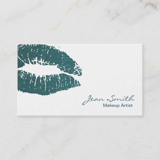 Carte De Visite Artiste de maquillage Turquoise moderne Kiss (Devant)
