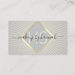 Carte De Visite Artiste de maquillage Typographie Gris & Or Salon 
