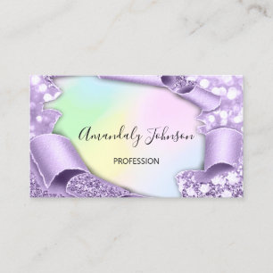 Carte De Visite Artiste de maquillage violet à effet holographiqu
