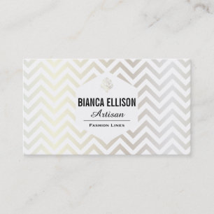 Carte De Visite Artiste de mode II   Ornate, Chevron (Or Blanc)