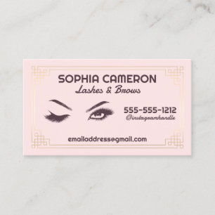 Carte De Visite Artiste de Sourcils avec Extensions de Cils Rose e