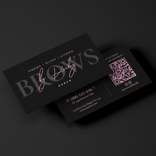 Carte De Visite Artiste de sourcils Luxe Minimal Rose Noir