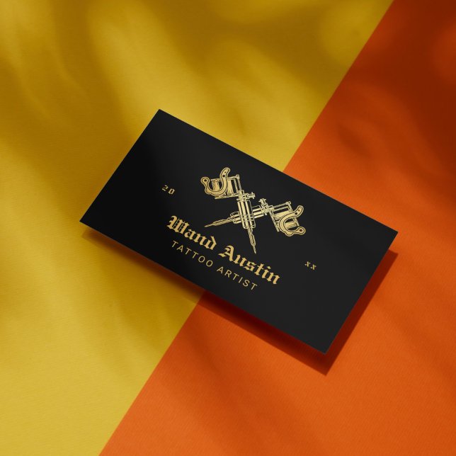 Carte De Visite Artiste De Tatouage De Machine De Tatouage Noir Et (Créateur téléchargé)