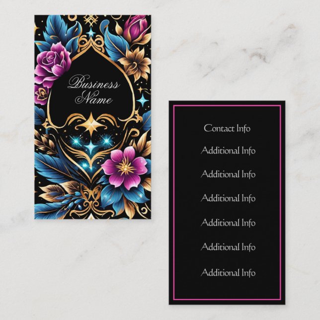 Carte De Visite Artiste de tatouage floral (Devant / Derrière)