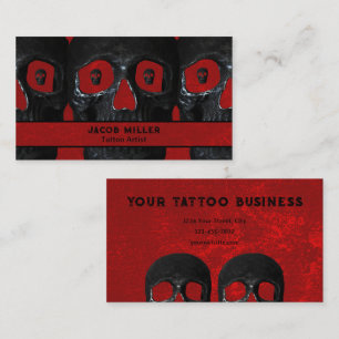 Carte De Visite Artiste de tatouage gothique rouge noir foncé acad