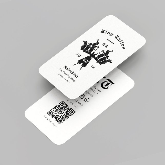 Carte De Visite Artiste de tatouage moderne Monogramme noir blanc (Modern Tattoo Artist Monogram Black White Business Card
)