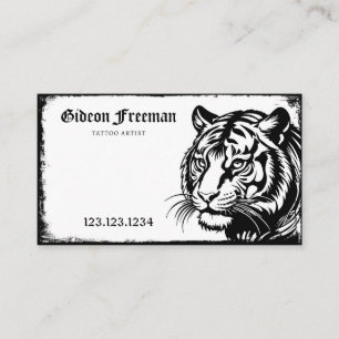 Carte De Visite Artiste de tatouage noir et blanc foncé