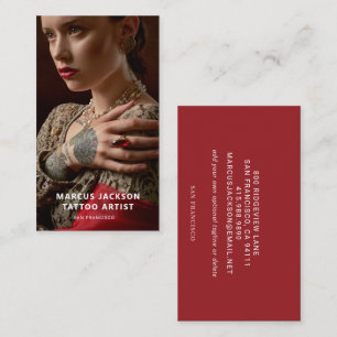 Carte De Visite Artiste de Tatouage Photo Élégant