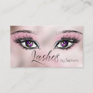 Carte De Visite Artiste d'extension de cils pailletés rose pastel