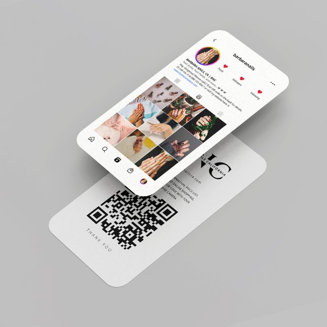 Carte De Visite Artiste du clou moderne Instagram Nails Salon Mono (Modern Nail Artist Instagram Nails Beauty Salon Professional White Business Card
)