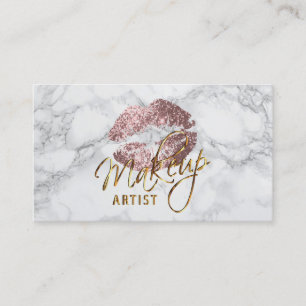 Carte De Visite Artiste du maquillage Rose Dusty et marbre gris