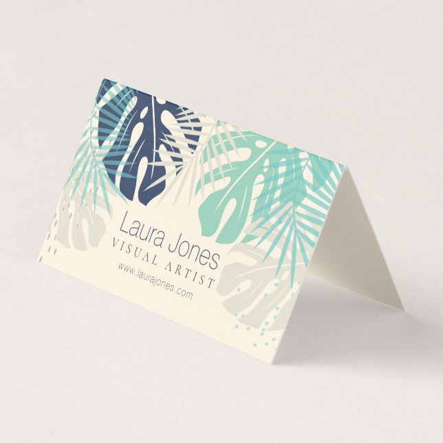 Carte De Visite Artiste en design visuel Pastel Tropical Palms (Devant)