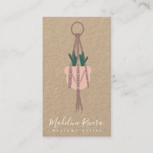 Carte De Visite Artiste en macramé Création fait main Cactus suspe