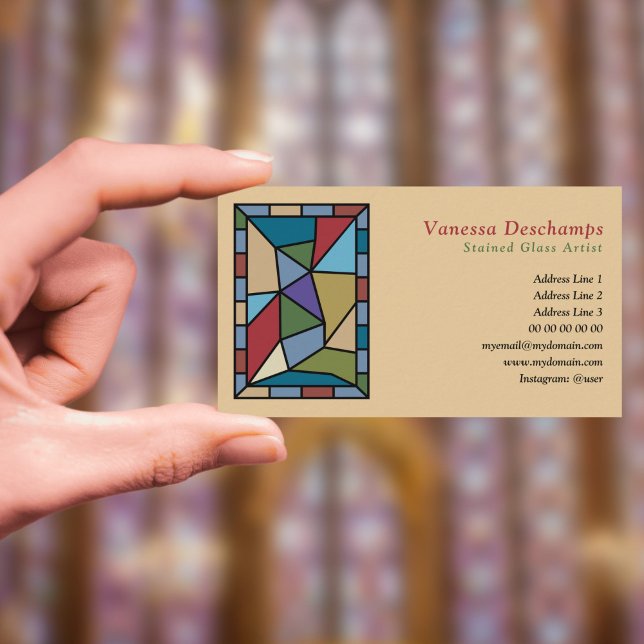 Carte De Visite Artiste en verre tendu (Stained Glass Artist Business Card)