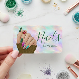 Carte De Visite Artiste Manucure Chic Studio de Vernis Opale Iride