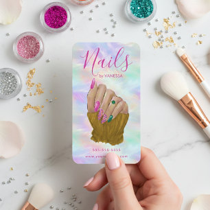 Carte De Visite Artiste Manucure Opale Stylée Studio de Nail Chic