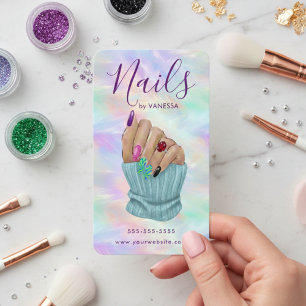 Carte De Visite Artiste Manucure Stylée Studio de Vernis Chic Opal