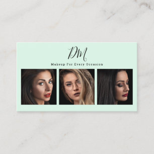 Carte De Visite Artiste maquillage chic de collage photo vert ment
