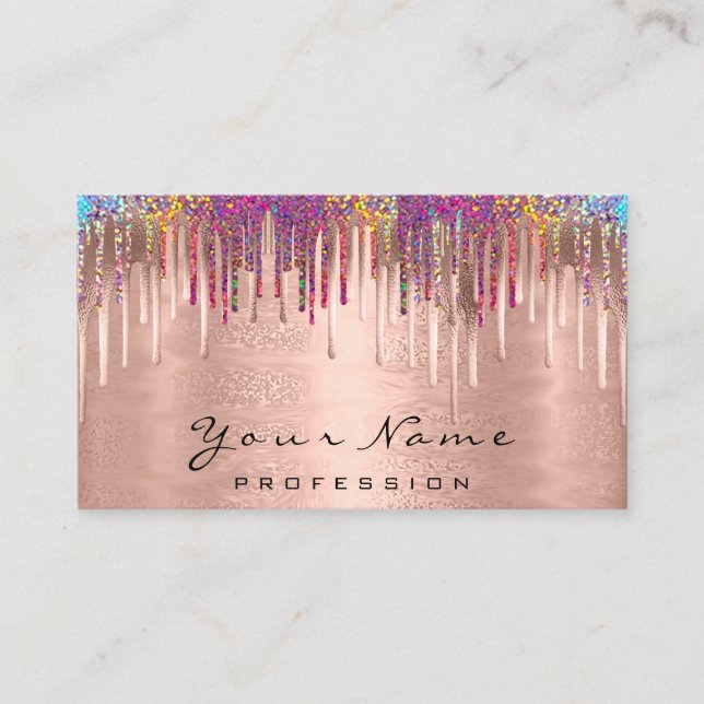 Carte De Visite Artiste maquillage clous Holographe Rose or (Devant)