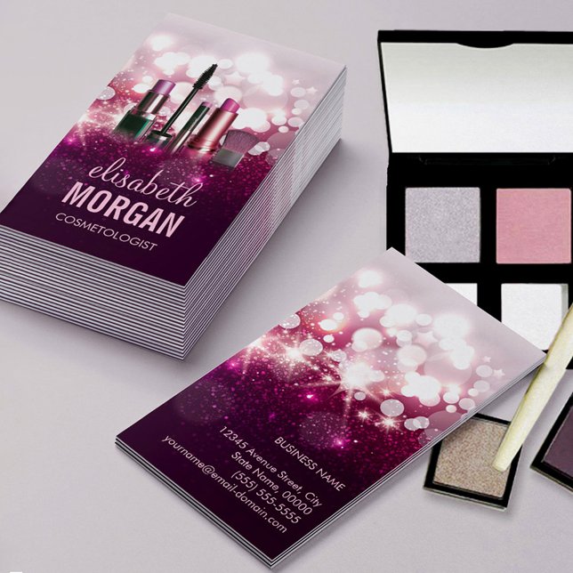 Carte De Visite Artiste maquillage Cosmeticien - Parties scintilla (Créateur téléchargé)