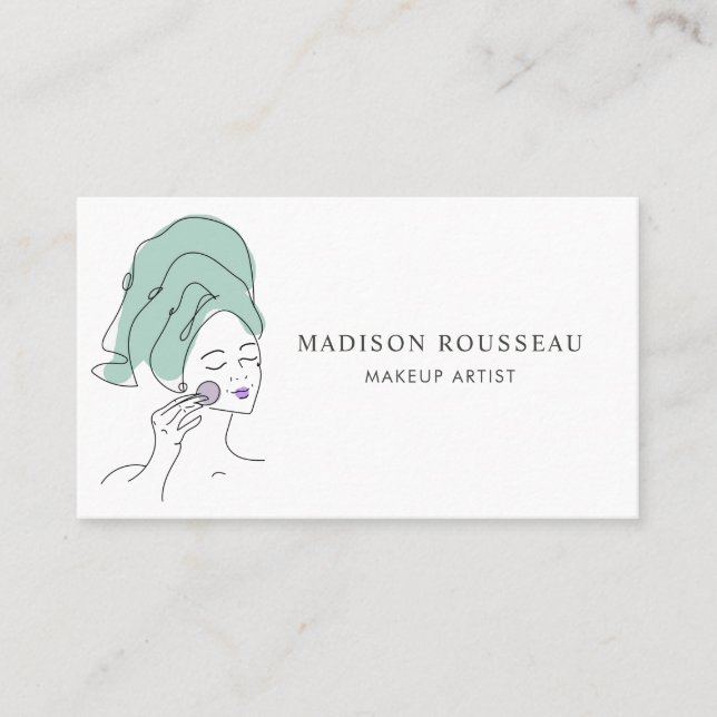 Carte De Visite Artiste maquillage de la ligne de visage de femme (Devant)
