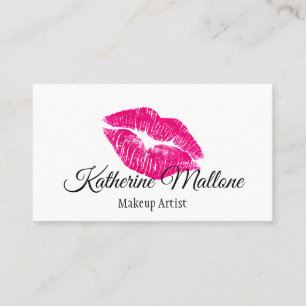 Carte De Visite Artiste maquillage de lèvres Kiss Rose & Blanc