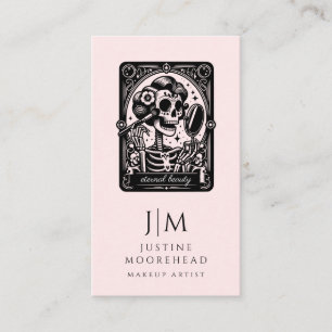 Carte De Visite Artiste maquillage de Tarot Squelette rose pâle