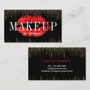 Carte De Visite Artiste maquillage des lèvres rouges Confetti d'or