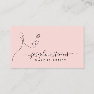 Carte De Visite Artiste maquillage en ligne rose pâle