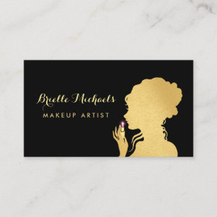 Carte De Visite Artiste maquillage Faux Gold Woman Pink Glitz Lips