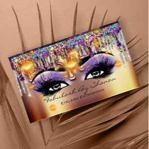Carte De Visite Artiste maquillage futur Eyelash gouttes d'or Holo