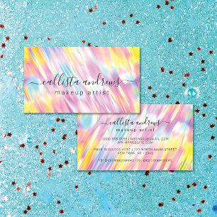 Carte De Visite Artiste maquillage Holographique Unicorn rose Aqua