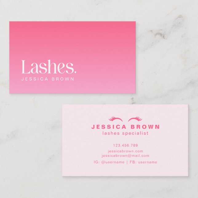 Carte De Visite Artiste maquillage Lashes minimaliste moderne rose (Devant / Derrière)