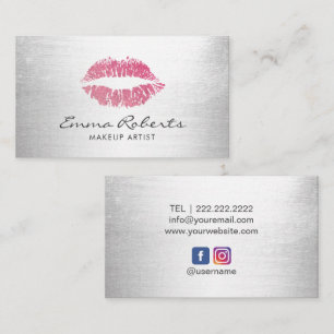 Carte De Visite Artiste maquillage Lèvres roses chaudes Salon d'ar