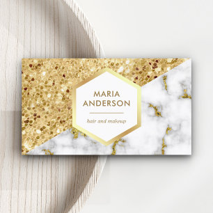 Carte De Visite Artiste maquillage Marbre blanc Parties scintillan