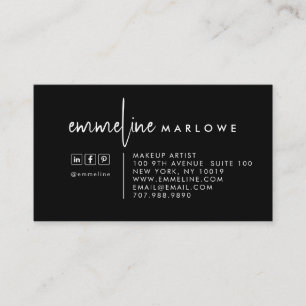 Carte De Visite Artiste maquillage minimaliste moderne noir