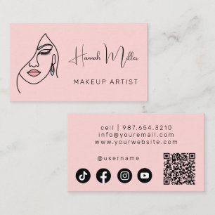 Carte De Visite Artiste maquillage minimaliste moderne visage beau