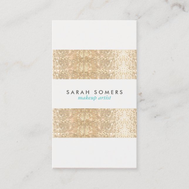 Carte De Visite Artiste maquillage moderne Gold Faux Sparkly Sequi (Devant)