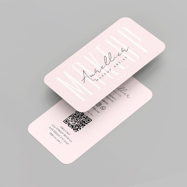 Carte De Visite Artiste maquillage moderne Lashes Brosses Monogram (Modern Makeup Artist Lashes Brows Monogram Professional Marketing Pink Business Card
)