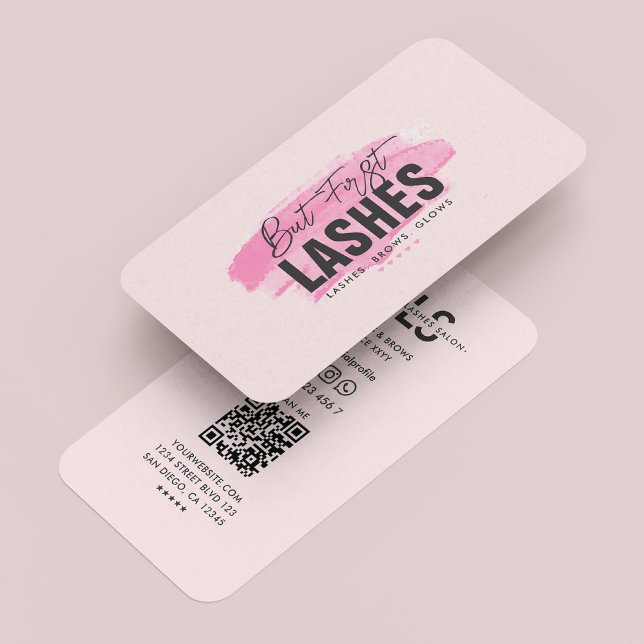 Carte De Visite Artiste maquillage moderne Lashes Monogram rose (Modern Lashes Makeup Artist Monogram Pink Business Card
)