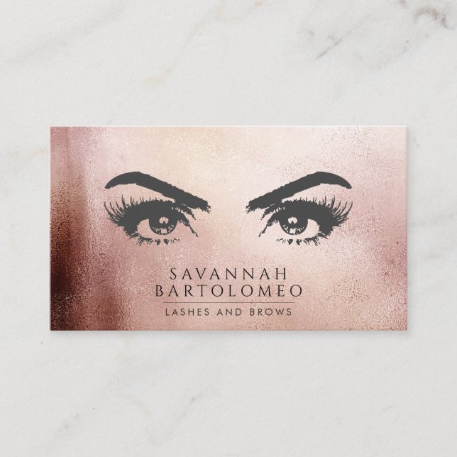 Carte De Visite Artiste maquillage moderne Rose Gold Faux Foil (Devant)