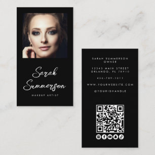 Carte De Visite Artiste Maquillage Noir Blanc Réseaux Sociaux QR P