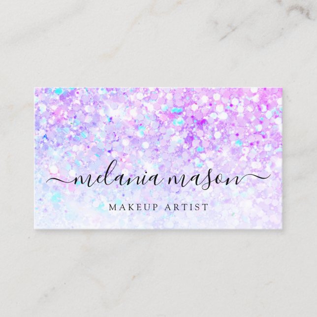 Carte De Visite Artiste maquillage Parties scintillant violet Mode (Devant)