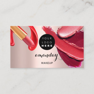 Carte De Visite Artiste maquillage Rouge rose Lipstick Photo QR Co