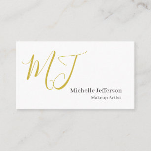 Carte De Visite Artiste Maquillage Tendance Monogramme Or Noir Bla