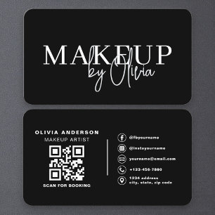 Carte De Visite Artiste Maquilleuse Professionnel Noir Blanc