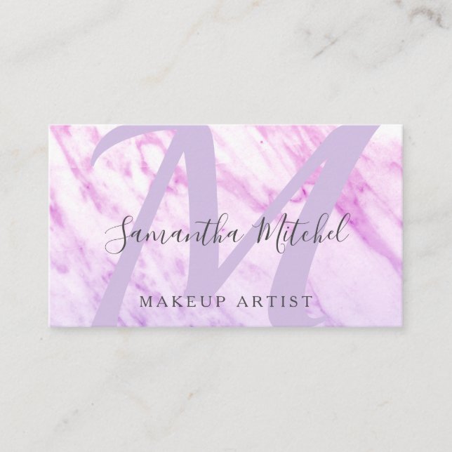 Carte De Visite Artiste moderne de maquillage en marbre violet (Devant)
